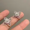 Pendientes de botón de flor con microincrustaciones de circonita y diamantes completos, diseño de nicho para mujer, temperamento de moda de alta calidad, pendientes de botón versátiles