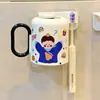 Bonito Soporte para Cepillo de Dientes Magnético Ventosa Vaso para Enjuague Bucal Vaso para Cepillarse los Dientes Montado en la Pared del Baño Sin Taladro Juego de Vasos para Lavar