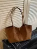 Bolso Melaleuca Retro Otoño Invierno Gran Capacidad Suede Mate Felpa Bolso Tote de Trabajo para Mujer Bolso de Viaje Transfronterizo