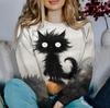 Sudadera Nueva Transfronteriza de Amazon Sudadera Estampada de Cuello Redondo Pulóver Top para Mujer Manga Larga Una Pieza D-Made