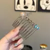 Pente de luxo retrô de alta qualidade com diamantes brilhantes invertido para penteado de princesa na testa, pente para coque semi-preso na nuca, grampo de cabelo, acessório de cabelo