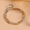 Joyería apilada multicolor de acero inoxidable transfronteriza, traje de joyería tejido de tres hilos de acero de titanio europeo y americano, no se decolora, para mujer