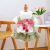 Sombrero Petcircle para Perros Pequeños, Sombrero de Sol con Vestido Floral, Elegante Sombrero Pequeño Floral