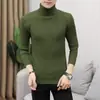 Suéter de cuello alto liso para hombre de comercio exterior transfronterizo otoño e invierno, suéter de punto base a rayas juvenil estilo coreano ajustado