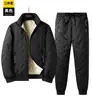 Traje Deportivo para Hombre Invierno Terciopelo Engrosado Chaqueta de Cachemir Ropa de Invierno Traje Cálido de Tres Piezas para Padre de Mediana Edad y Anciano