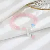 Pulsera brazalete de anillo único de amor de cristal rosa natural para mujer s925 plata una hoja cuerpo entero rico plata cristal rosa natural polvo de gelatina