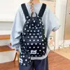 Mochila Casual com Bolinhas Estilo Japonês, Bolsa de Viagem Dobrável Leve para Exterior para Mulheres, Mochila Escolar Fofa Única Estilo Coreano para Estudantes