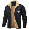 [En Stock para Entrega Rápida] Chaqueta de Hombre Otoño e Invierno Transfronteriza con Forro Polar Algodón Ropa de Trabajo Chaqueta Casual Chaqueta de Hombre Negra