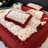Estilo Princesa Francesa Encaje Terciopelo de Leche Colcha Juego de Cuatro Piezas Invierno Engrosado Terciopelo Coral Cálido Funda de Edredón Ropa de Cama 3