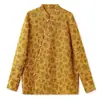 Nova Camisa de Outono com Estampa Floral Estilo Chinês, Gola Diagonal e Design de Botões, Corte Solto, Camisa Elegante N1012