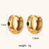 Pendientes de acero inoxidable de moda transfronterizos europeos y americanos, de lujo ligero, para el día a día, personalizados en forma de C, pendientes de acero de titanio chapados en oro de 18 quilates y con circonitas de colores