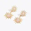 Pendientes de Estrella de Ocho Puntas de Lujo con Pedrería de Venta Caliente Transfronteriza, Elegantes y Geniales Pendientes de Copo de Nieve para Mujer