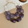 Collar de doble capa con cuentas acrílicas transfronterizo europeo y americano, cadena para la clavícula de lujo ligero de alta gama, joyería de estilo étnico vintage al por mayor