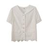Ropa coreana Inno para mujer de talla grande, estilo coreano, blusa de cuello en V suave y elegante, top nuevo de verano dulce de manga corta 252551