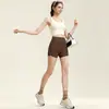 Shorts de Fitness de Tres Cuartos de Tiro Alto Levanta Glúteos Pantalones de Yoga Adelgazantes Se Pueden Usar al Aire Libre Diariamente Shorts Deportivos Anti-Exposición Juego de Dos Piezas