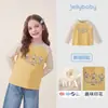 Camiseta de Manga Longa Infantil Jellybaby 2026 Outono Crianças Maiores Camisa Básica Infantil Top de Cor Contrastante Infantil Roupa de Outono para Bebê Menina