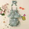 Popular Vestido de Verano para Bebé Niña Transfronterizo Vestido de Princesa para Niña Falda para Bebé Falda de Verano con Tirantes Shorts Pañuelo para la Cabeza Conjunto de Tres Piezas