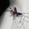 Collar y Cadena de Cintura de Borla de Mariposa Super de Hada, Moderno y Versátil, Estilo Dulce y Fresco, Perfecto para Viajes y Fotos, Cadena de Cintura de Mariposa Morada