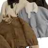 Abrigo peludo retro coreano de invierno para mujer, top corto estilo Maillard