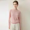 Suéter 100% Caxemira Outono Inverno Novo Estilo Curto Solto Gola Alta Meia Gola Feminino Tricô Quente Camada Base