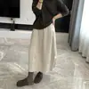 ¡Elegante falda tipo capullo! 26 Otoño Falda midi de corte 3D con cintura elástica casual versátil figura cocoon adelgazante falda tipo linterna falda