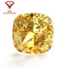 Corte de fertilizante de flor de gelo quadrado amarelo ganso alto carbono diamante quebrado flor de gelo corte amarelo dourado gordo quadrado em forma de travesseiro zircão sintético artificial