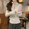 Prenda base de punto acanalado con cremallera, estilo retro, para mujer, perfecta para otoño e invierno, que ofrece un aspecto sofisticado y ajustado, un cuello semi-alto y un top de punto
