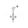 Brinco de Osso de Orelha Vintage Cruz de Liga de Titânio F136 com Zircônia Stud de Titânio G23 Joia com Rosca Interna Stud de Orelha