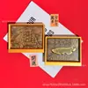 Escultura de bronce en relieve estilo chino "Fortuna Abundante Año Tras Año" de oro puro 999, decoración de mesa tridimensional, personalizable para venta al por mayor