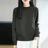 Estilo casual, resistente, cuello medio alto, camiseta base de punto versátil de nicho, ajuste holgado, algodón puro para mujer, suéter de otoño e invierno para mujer