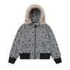 Sudadera con capucha y estampado de estrellas estilo retro americano con cuello de pelo para mujer, chaqueta sudadera corta cálida forrada de forro polar para otoño e invierno, estilo dulce y picante