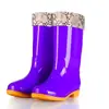 Botas de lluvia de moda para mujer, de caña alta, cálidas, engrosadas, de tubo largo, impermeables y antideslizantes, adecuadas para senderismo y días lluviosos