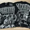 Camiseta Unisex de Marca de Moda Transfronteriza Estilo Americano Mezcla de Ángel High Street Pedrería Vintage Holgada Manga Corta Estampado Integral
