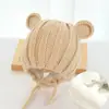 Gorro Infantil Otoño e Invierno Hecho a Mano Lindo Dibujo Animado Orejas de Rana Gorro de Lana Cálido Tejido