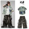 Camisa a Cuadros de Hip-Hop Street Dance para Niños Atuendo de Presentación Conjunto de Hip-Hop para Niños Batería Infantil Atuendo Moderno para Niñas
