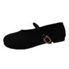 Zapatos Mary Jane Retro de Suela Plana con Falda 2026 Nuevo Estilo Gamuza Negro Boca Baja Zapatos de Suela Blanda para Mujer Cómodos Zapatos para Mujer