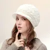 Gorro de Tricô Transfronteiriço de Inverno para Pessoas de Meia-Idade e Idosos, Forrado com Lã Sintética, Espesso, Quente, Chapéu e Luvas Protetores de Orelha, Boina de Lã da Moda para Mulheres