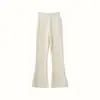 Calça de Malha Cashmere Acolchoada com Camada de Ar para Mulheres, Casual Outono e Inverno, Caimento Fluido, Cintura Alta, Slim, Lã, Longa