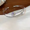 Pulsera Doble Capa Flor de Zirconia Chapada en Oro Real de 18K Estilo Coreano Estilo Ins Pulsera Sencilla Lujo Ligero Moda Accesorio de Mano Versátil
