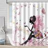Cortina de Ducha de Tela Impermeable Resistente al Moho con Estampado Digital de Mariposas de Amazon para Baño, Partición de Tela para Ducha, Sin Perforaciones