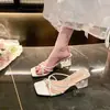 Sandalias de estilo francés, cuadradas, minimalistas, versátiles, sin cordones, con tiras, perfectas para el verano de 2026, con tacón grueso, diseño de punta abierta y cómodas para usar todo el día.