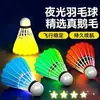 Badminton Que Brilha no Escuro, à Prova de Vento e Durável, com Luz, Fluorescente Genuíno, para Uso Noturno, Treinamento Profissional ao Ar Livre com Pena de Ganso Iluminada