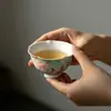 Nova Xícara de Cerâmica Pintada à Mão Estilo Chinês com Lótus, Pé Alto e Boca de Flor, Xícara Mestra para Conjunto de Chá Kung Fu, Xícara de Chá Doméstica, Xícara Única