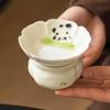 Filtro de chá de cerâmica com escultura em relevo de panda pintado à mão de fábrica, tela de filtro de chá, separador de chá, compartimento de chá, acessórios para conjunto de chá