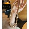 Milaad Moca Dorado Marrón Color Café Perla Swarovski Cadena de Suéter para Mujer con Tachuelas de Diamante Nariz de Cerdo Perla Swarovski Lujo Ligero Nicho