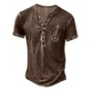 Serie de camisetas de verano para hombre 7 botones Estampado 3D Casual Deportivo Manga Corta Pullover Transfronteriza Europea y Americana