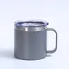 Nova caneca de aço inoxidável de 12oz caneca de café criativa de camada dupla com alça para uso doméstico, comercial e de escritório copo a vácuo