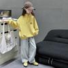 Terno para meninas Roupas de Primavera 2025 Novo Roupas de Moletom Infantil Estilo Ocidental Conjunto de Duas Peças Esportivo Casual de Primavera e Outono para Meninas