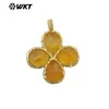 Wt-P2090 Forma de Trébol de Cuatro Hojas de la Suerte Colgante de Piedra Natural Chapado en Oro de 18 Quilates Pendientes para Niñas Accesorios Semi-Terminados