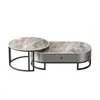Mesa de café de piedra sinterizada Sala de estar Hogar Lujo ligero Moderna Simple Ovalada Mesa de café Madre-Hijo Celebridad de Internet Apartamento pequeño con cajón Mesa de té